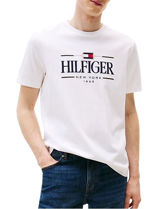 T-shirt in cotone con logo ricamato Tommy Hilfiger | MW0MW39585YBR